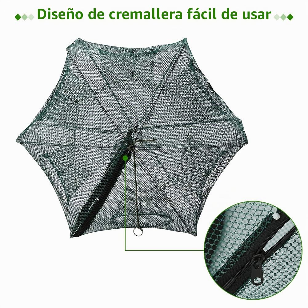 Red de Pesca con 6 Agujeros para cangrejos y Peces pequeños, Trampa de Malla Resistente para Pesca Artesanal