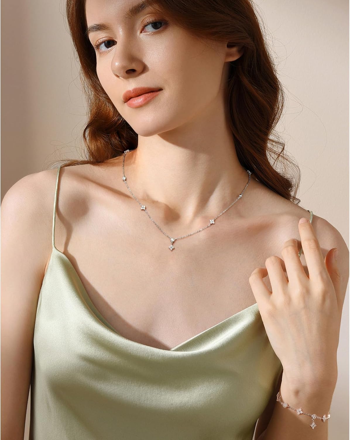Moissanite Necklace for Women, 925 Sterling Silver Station Choker Necklaces D Color VVS1 Clarity Lab Created Imitation-diamond Dainty Simple Jewelry with Certificate of Authenticity - Image 2