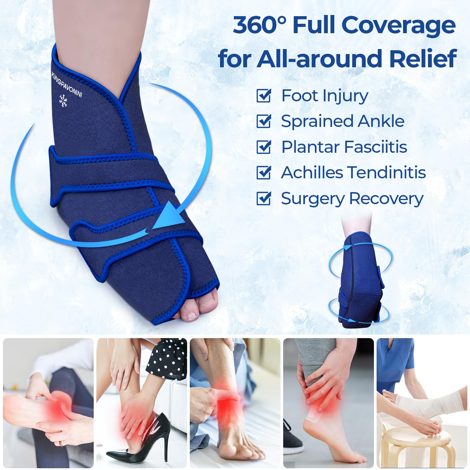 Impacco di ghiaccio per alleviare il dolore, impacchi freddi riutilizzabili in gel per lesioni, gonfiore, tendinite di Achille, fascite plantare, distorsioni alle caviglie e ai talloni, terapia del