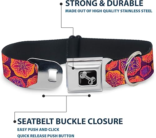 Miniatura 4 de buckle-down 13 – 18" Boho Mandala morados/Naranjas/PINKS perro collar HUESO, Wide pequeñas