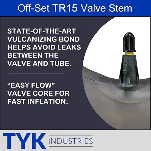 Miniatura 2 de Dos tubos internos de neumáticos de tractor agrícola de 5.90-16 con un vástago de válvula de goma de base ancha TR15 de TYK Industries.