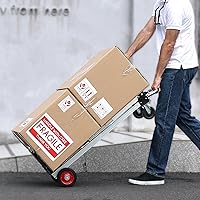 Vista 27 de VEVOR Folding Hand Truck and Dolly, 309 Lbs Capacity, Aluminum Foldable Cart, Heavy-Duty Luggage Trolley Cart with Telescoping Handle and PP+TPR