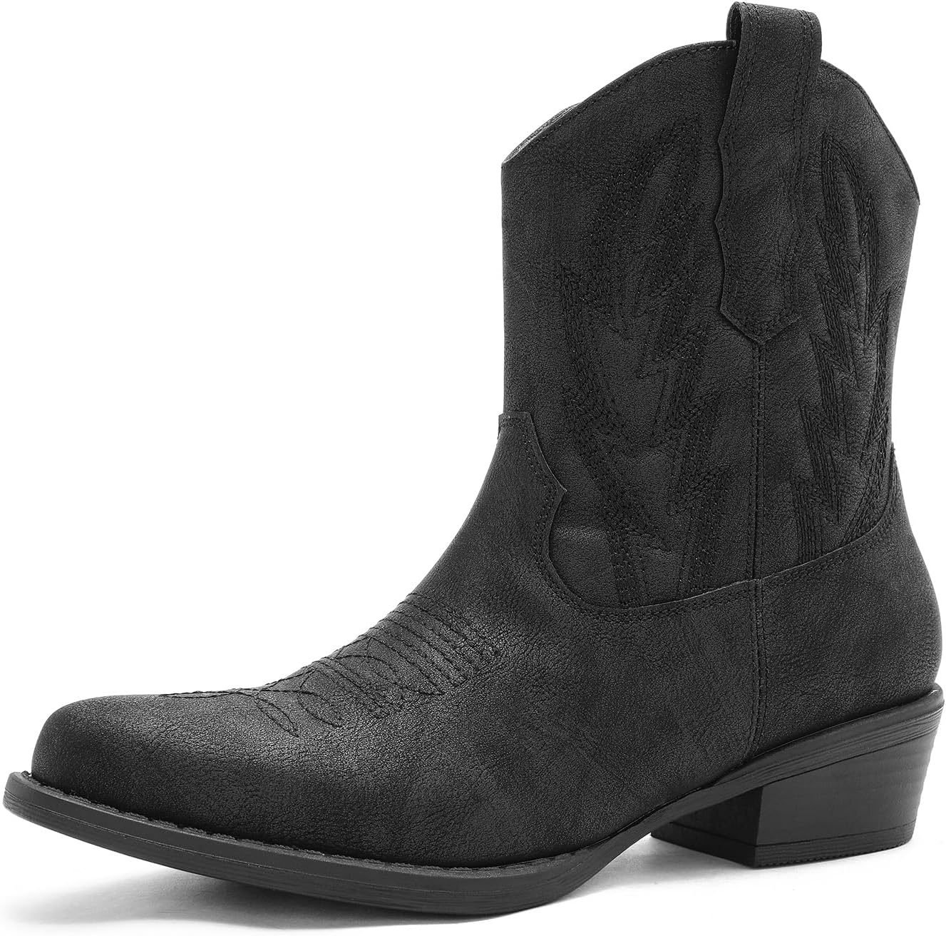 GLOBALWIN Women's Western Ankle Boots Snip Toe Cowboy Boots For Women Embroidered Retro Chunky Block Heel Comfortable Fashion Short Boots For Nashville Outfits Cowgirl Outfits And Country Concert