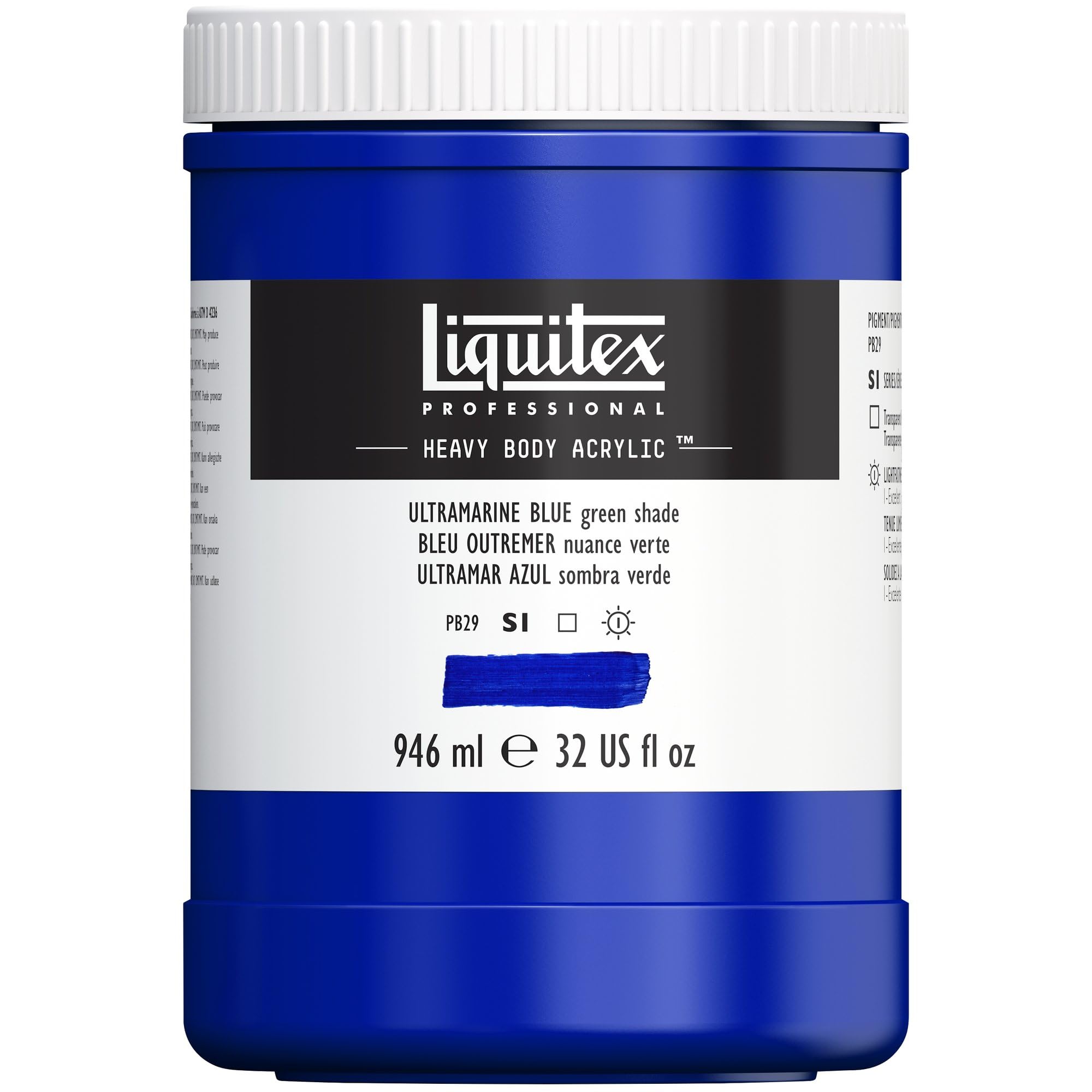 Liquitex 4413380 Professional Heavy Body Acrylfarbe in Künstlerqualität mit ausgezeichneter Lichtechtheit in buttriger Konsistenz, 946ml Topf - Ultramarinblau (Grünton), 946ml Topf - Acrylfarbe