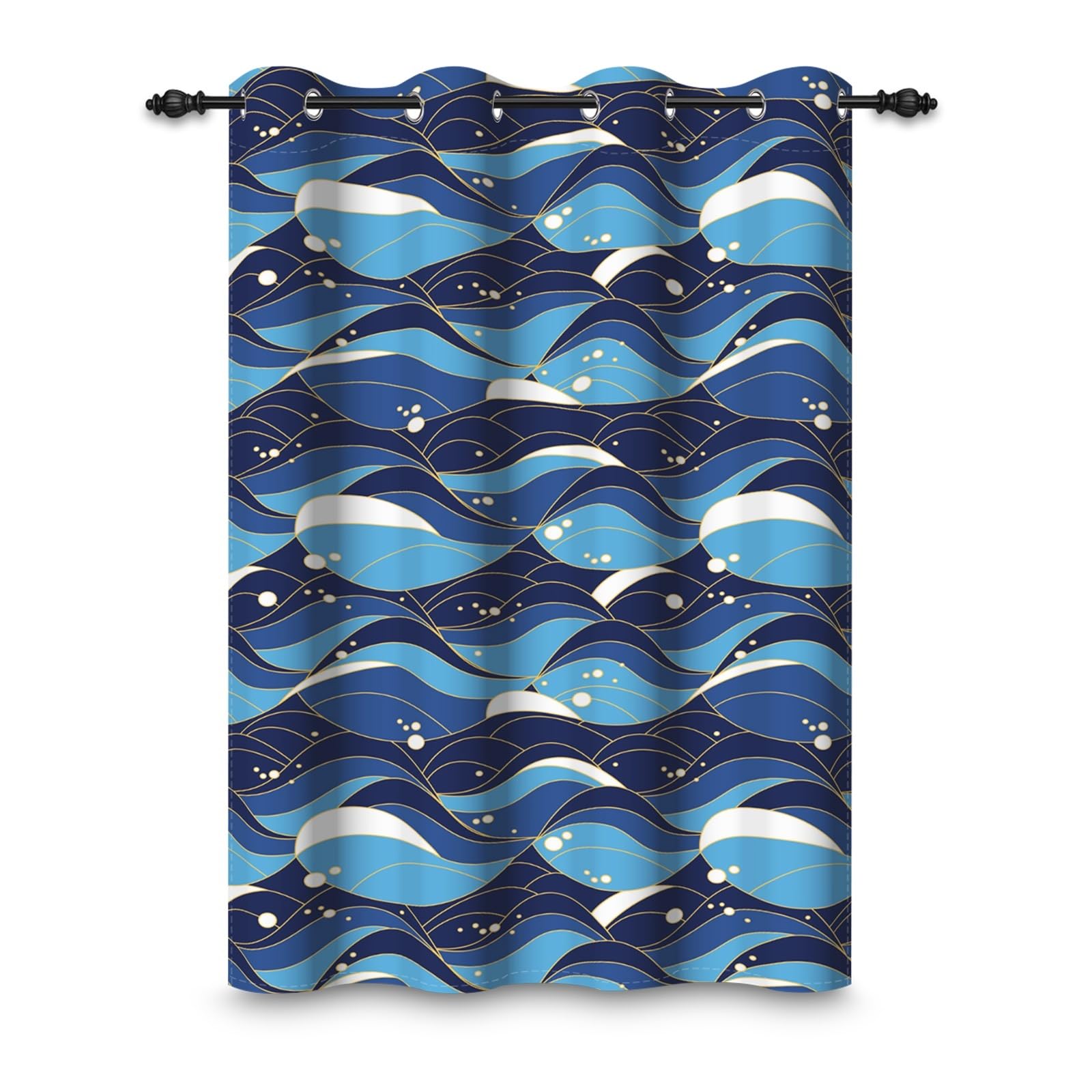 Rideaux occultants vagues bleu marine pour chambre d'enfant