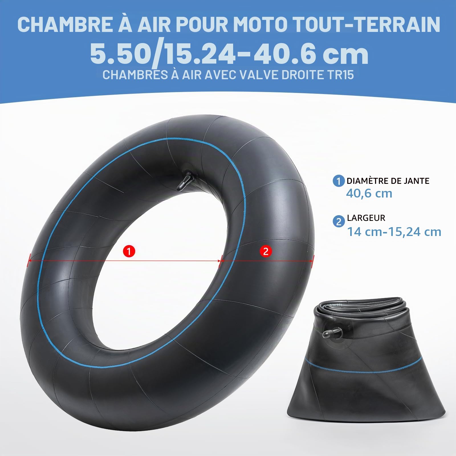 2Pcs chambres à air de rechange 5,50/6,00-16 TR15 en caoutchouc butyle robuste pour tracteurs agricoles, compatibles avec 5,50-16 6,00-16 5,50x16 6,00x16 chambres à air agricoles