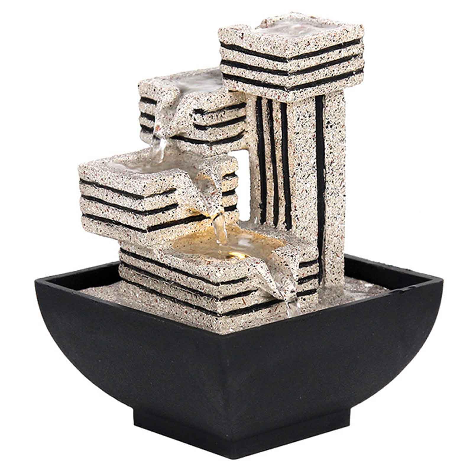 desktop fountain, 4-Tier Indoor with LED Lights Desktop Fountains, Calming Sound