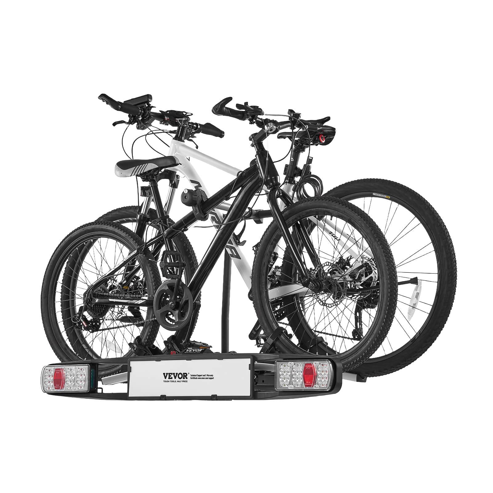 VEVOR Fahrradträger Kupplungs-Fahrradträger passend für 5 cm Aufnahme, Heckträger Radträger für 2 Fahrräder bis 65 kg Tragkraft, abschließbarer Fahrradträger für E-Bikes mit Rücklicht