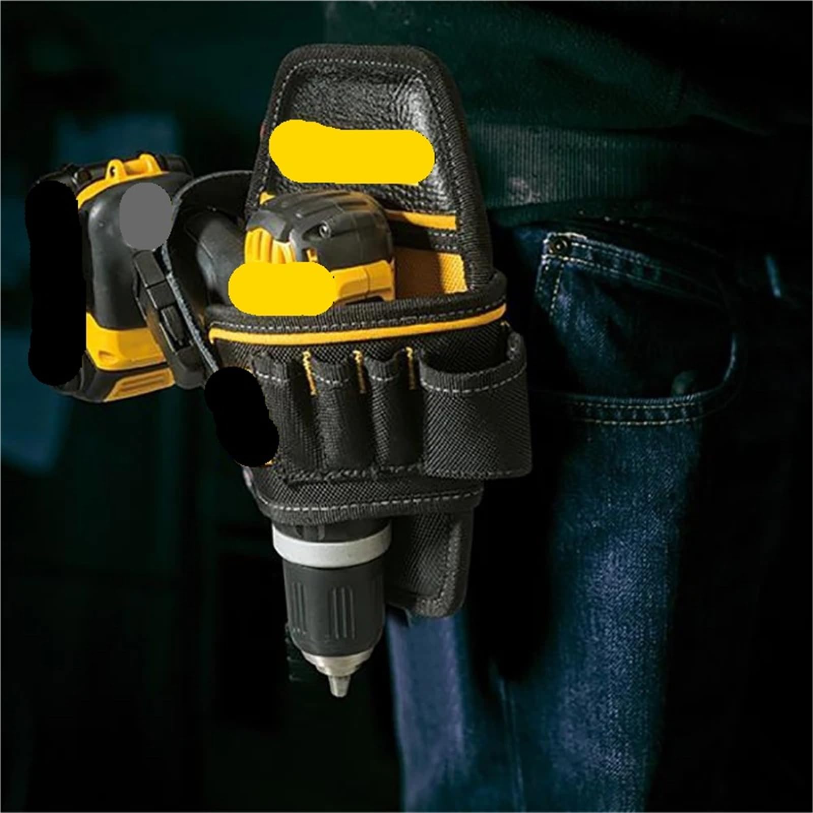 Étui pour perceuse Pochette compacte for perceuse, 6 Poches, Sac à Outils, pièces de Rangement for électrique, résistance l'usure, Taille Confortable