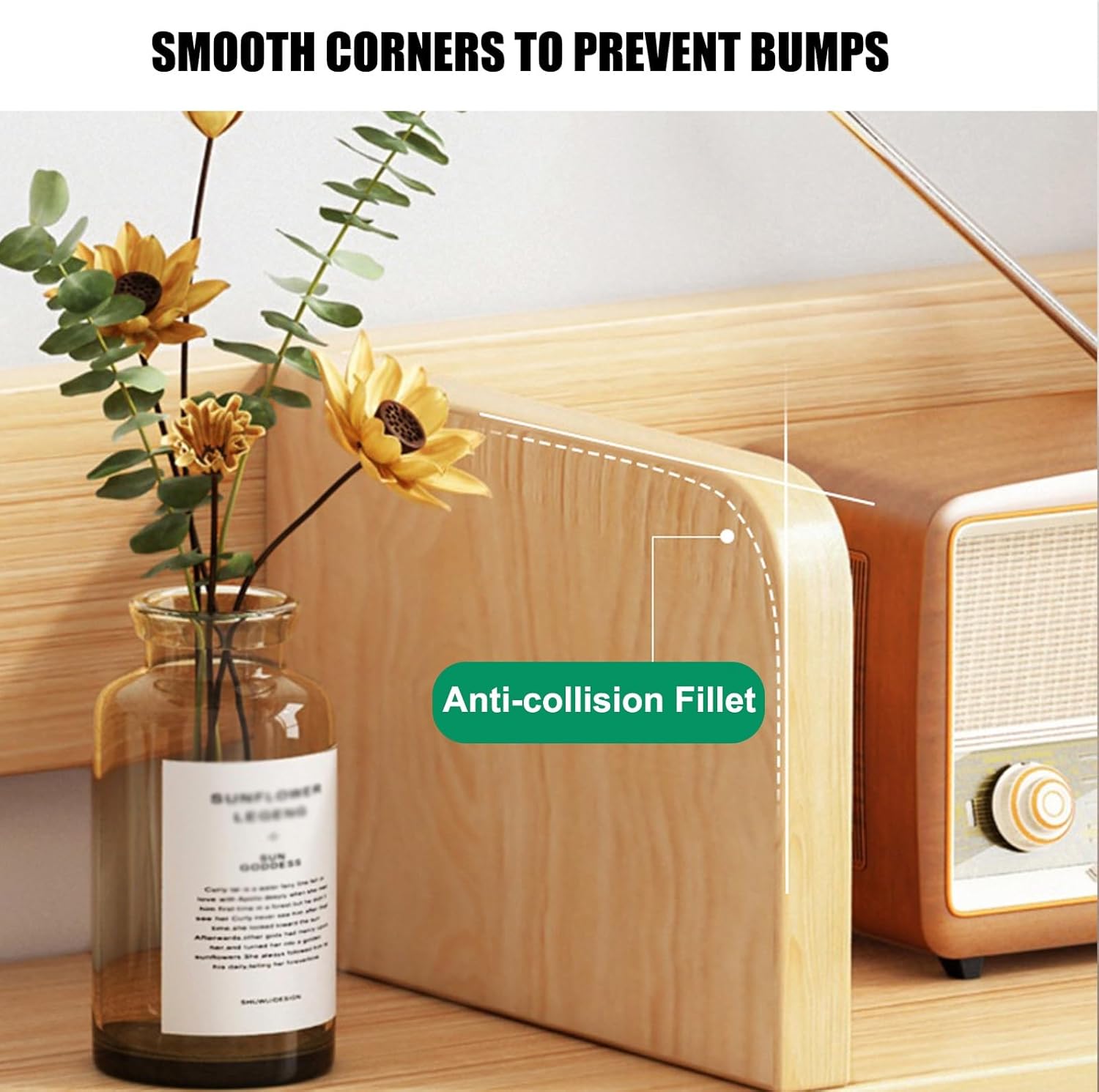 自立式デスクトップ本棚 2扉付き ホームオフィス用 高さMDFボード デスクシェルフ スタンドハッチ 省スペース パソコンデスク用本