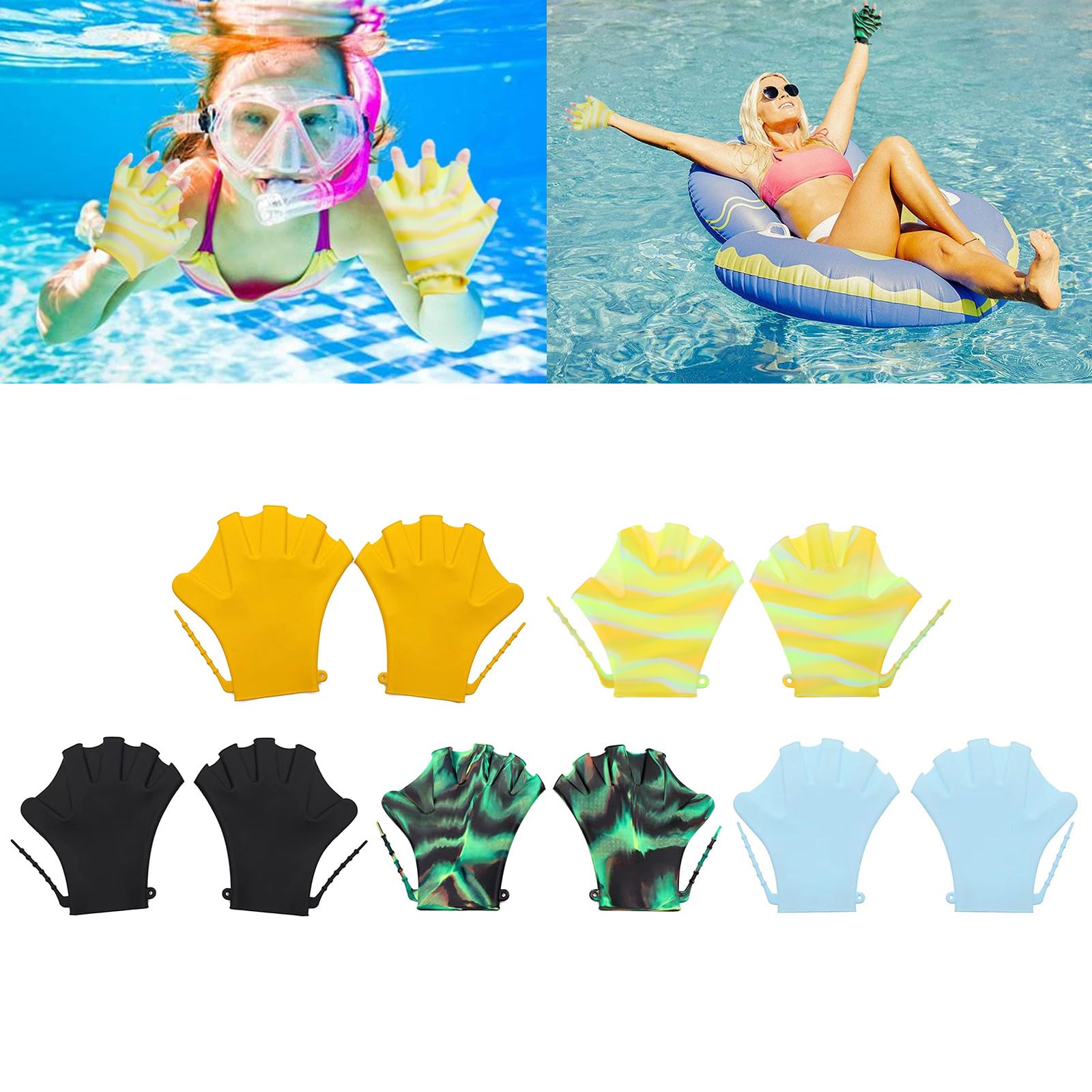 Swimming Glove Webbed Finger Aquatic Glove Webbed Swim Glove Aquatic Glove Flippers Swim Palm Finger Webbed Glove