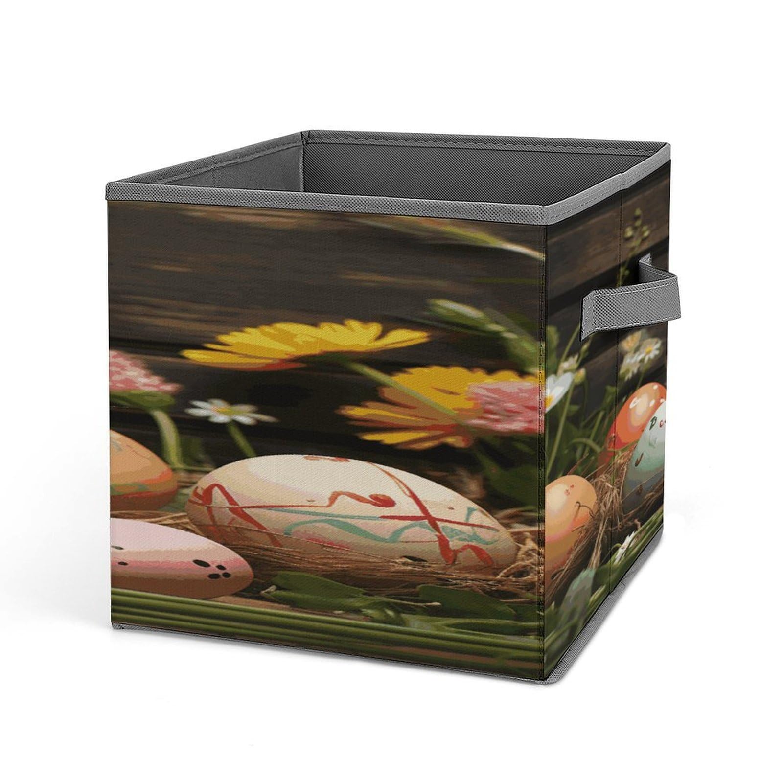 Fodpand Style Easter Egg Bunny Storage Cubes Foldable Decorative Fabric, Storage Bins Baskets With Handles, Closet Organizers And Storage For Home, Office,Closet, Clothes