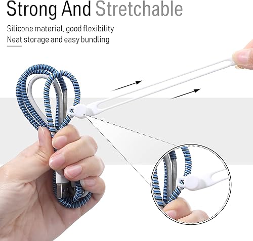 Miniatura 4 de Nuanchu 40 unidades de bridas de cable de silicona reutilizables, soporte ajustable, multiusos, organizador de cables de carga para sujetar cables