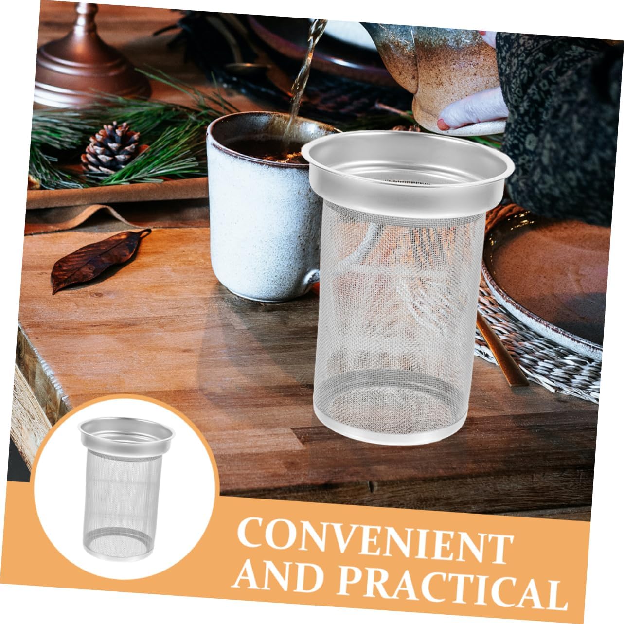 5pcs Stainless Steel Tea Strainer Fine Mesh for Loose Tea Reusable Cup Strainer Accessories for Brewing Loose Leaves