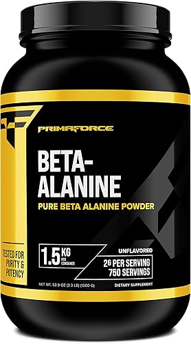 Primaforce Polvo de beta-alanina, sin sabor, 3.3 lbs, sin gluten, suplemento sin OMG para hombres y mujeres, apoya la ganancia muscular magra y
