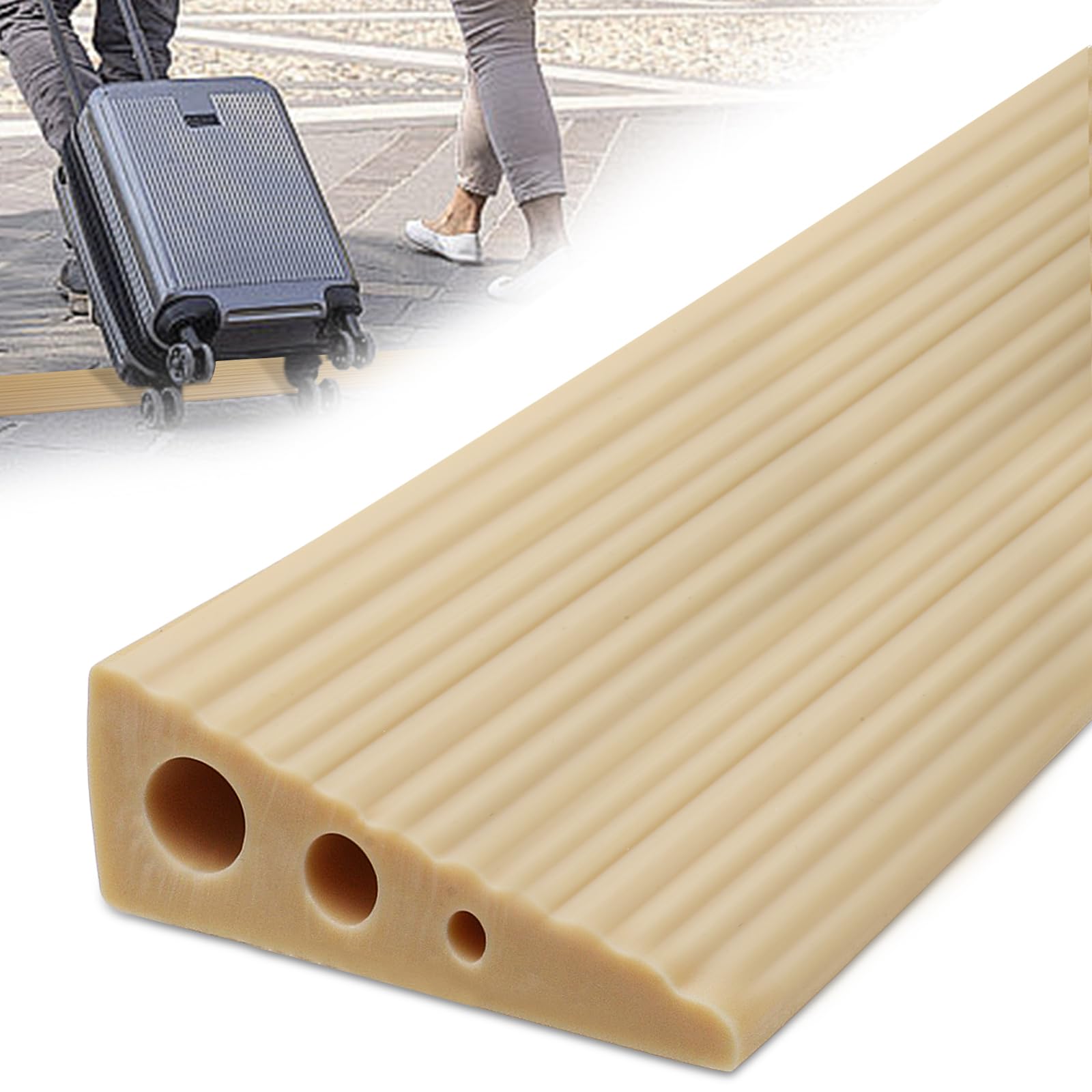 Rampa per Soglia, 100 X 6.5 X 2.5CM Rampa Robot Aspirapolvere, in PVC, Superficie Antiscivolo Rampa per Sedia a Rotelle, Passeggini, Deambulatori o Scooter