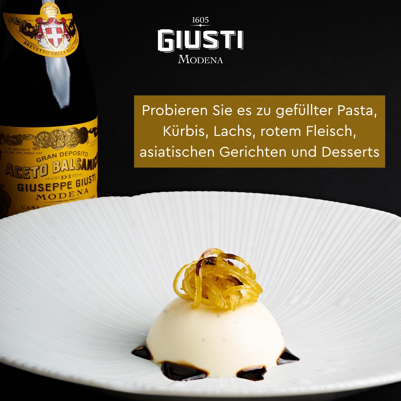 Giusti Quarto Centenrario Aceto Balsamico di Modena IGP – Balsamico-Essig aus Modena 4 Goldmedaillen Traditionsflasche in Geschenkpackung (1 x 0.25 l)