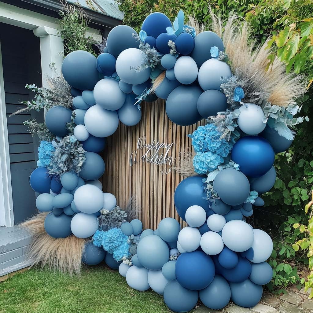Dusty Pink Blue Balloon Arch DOUBLE STUFFED Dusty Blue Pink Balloons for Birthday Baby Shower Gender Reveal Wedding Party Decorations