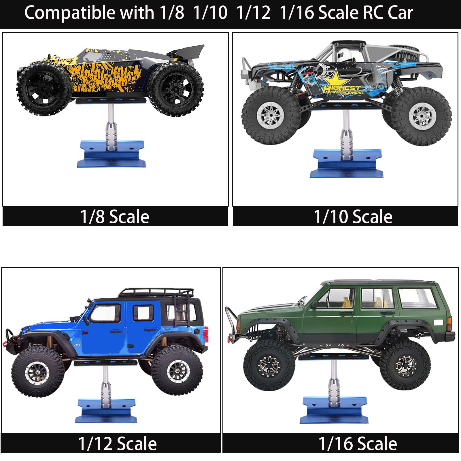Kimapeso RC Car Stand Repair Workstation Portable RC Work Stand RC Repair Stand for 1/8 1/10 1/12 and 1/16 Scale RC Cars Trucks Crawlers and More