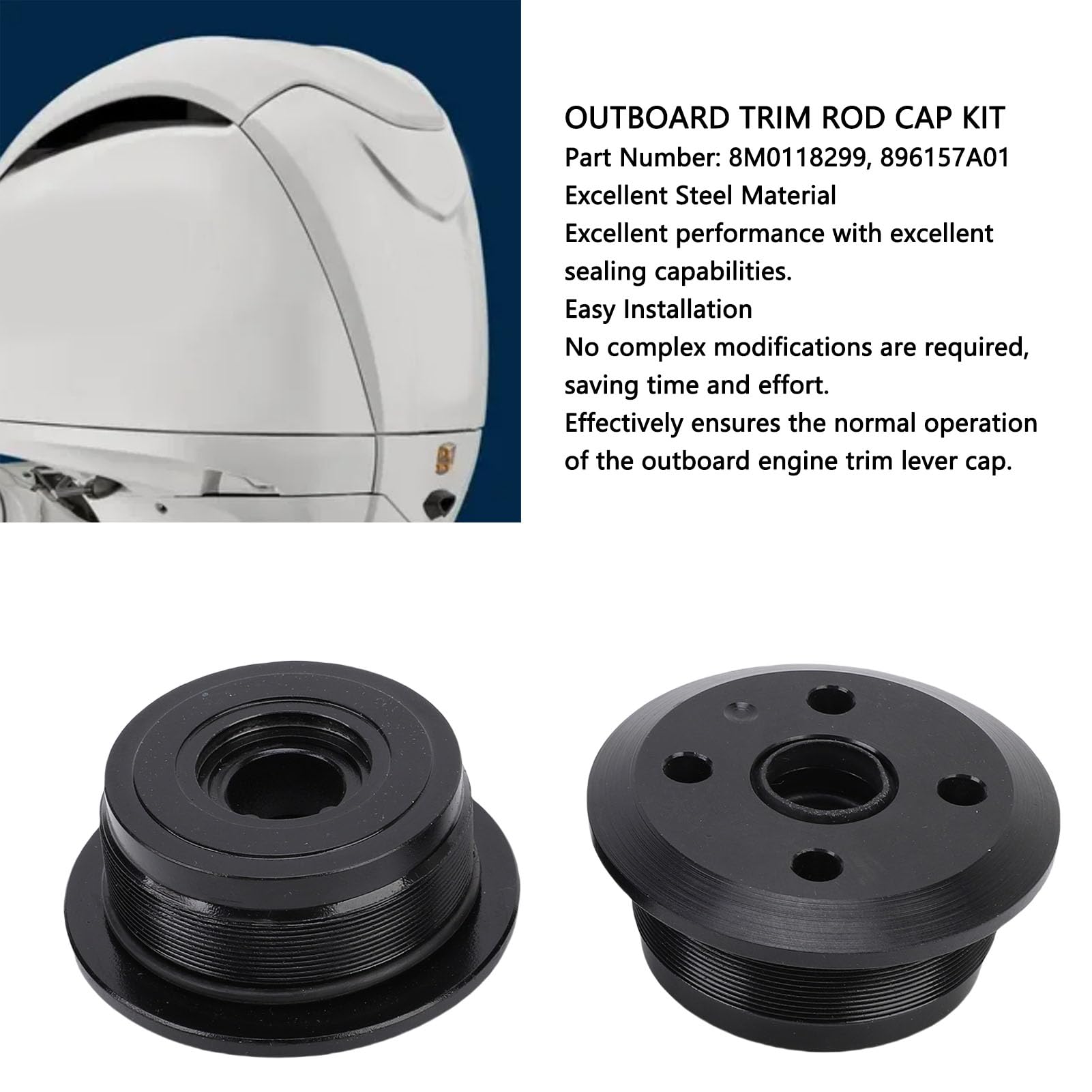 Tnfeeon Kit di Tappo di Rivestimento Fuoribordo, Facile Sostituzione dell'installazione, Materiale in Acciaio Premium, Ampia compatibilità, per 200-400 Motori Esterni Verado, Appassionati di