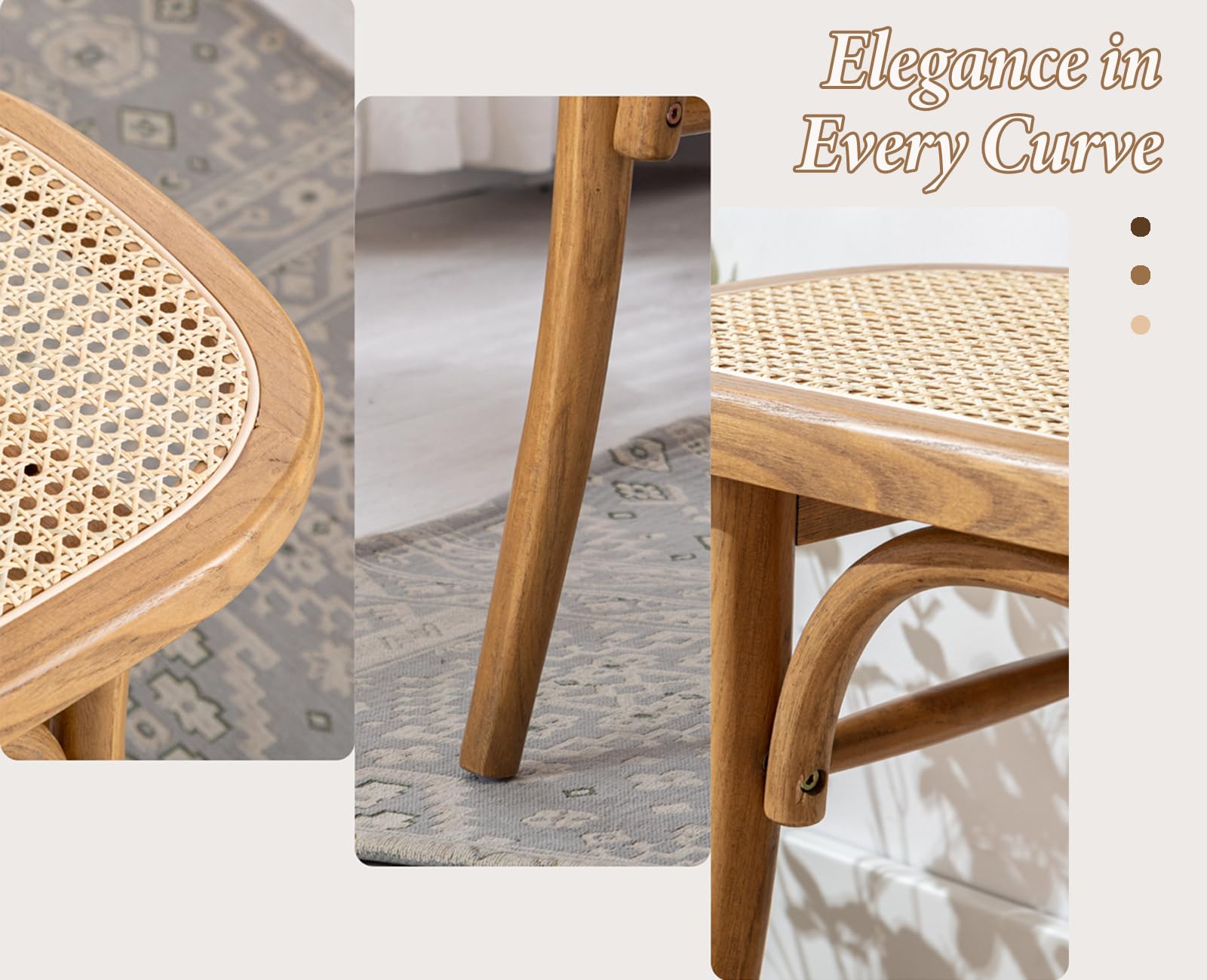 chairus Rattan Sitzbank für Esszimmer Küchenbank aus Holz Retro Eingangsbank - Holzbank für Flur, Bad, Balkon, Schlafzimmer 115x37x47 cm (Naturholz)