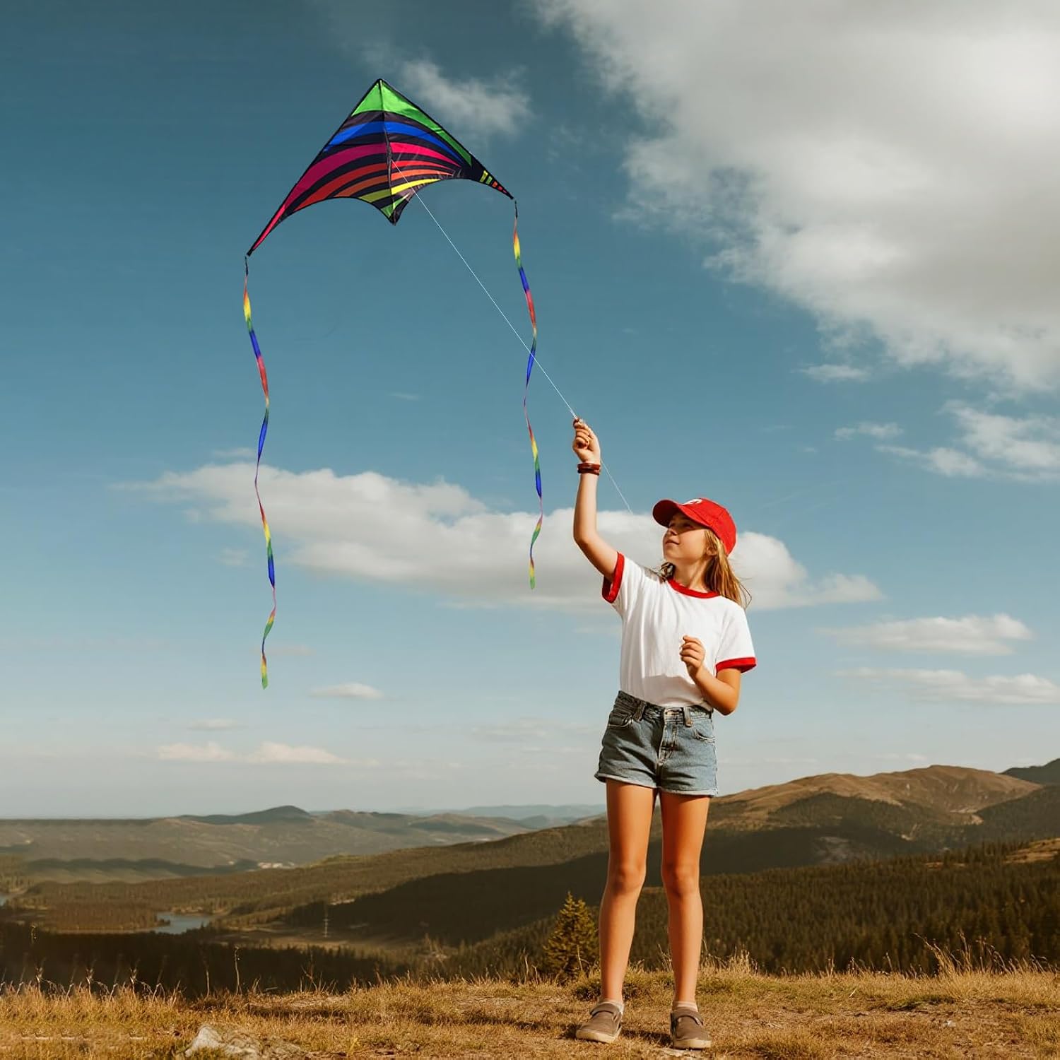 3 Pack Delta Kite Set for Adults and Kids, Single Line Beach Kites for Boys & Girls, Three Handle with String Included