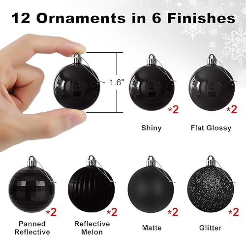 Vista 527 de 18 esferas medianas decorativas navideñas para árbol de Navidad, inastillables, para colgar, color púrpura, 2.5 pulgadas, paquete de 18