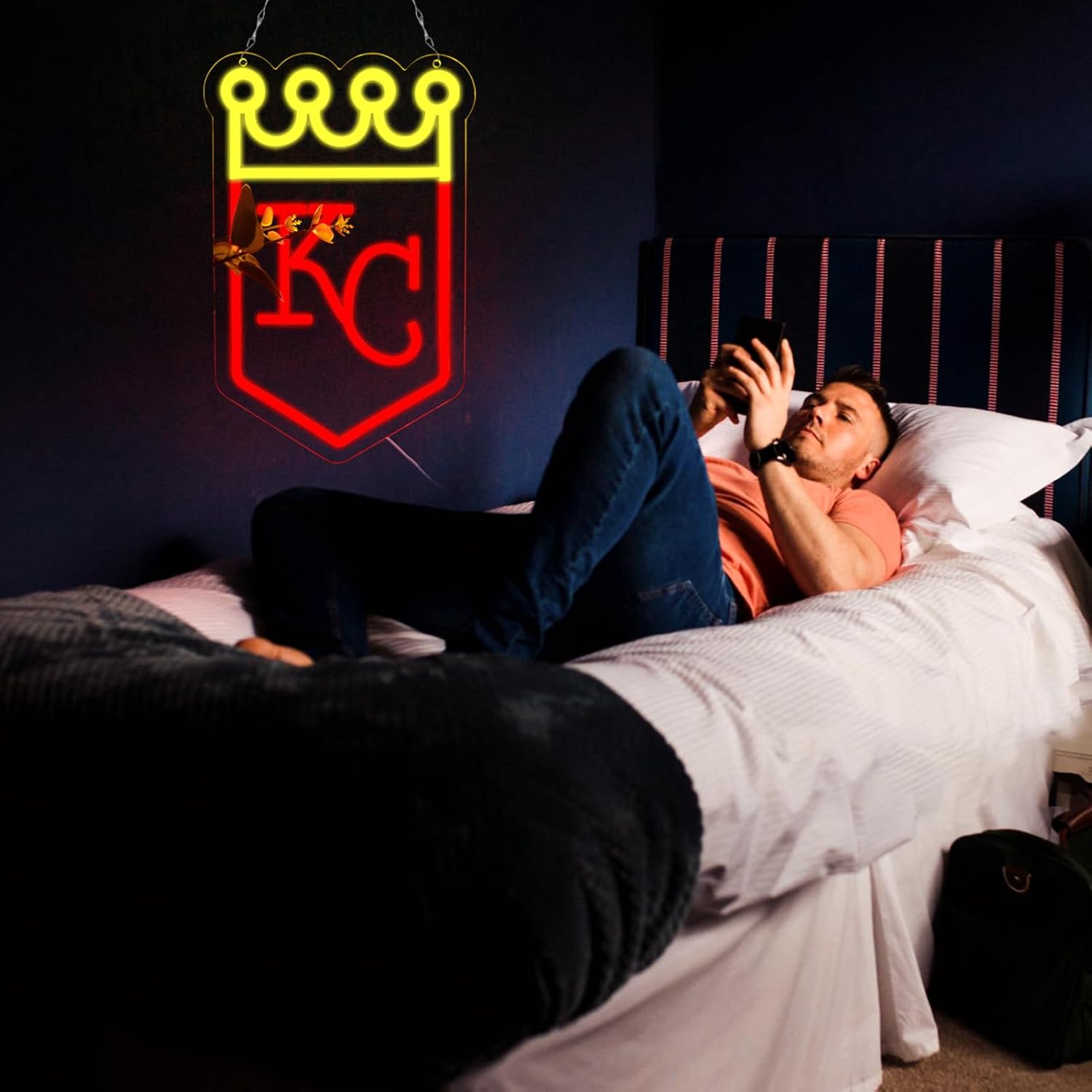 Balanar Baseball Neon Signs for Garage or Man Cave Decor, Gifts With Kansas Basebll or Rugby Team Logo, Red Baseball Neon for Parties, Bars,Dorms, Office Wall Art and Game Room Decor - Image 6