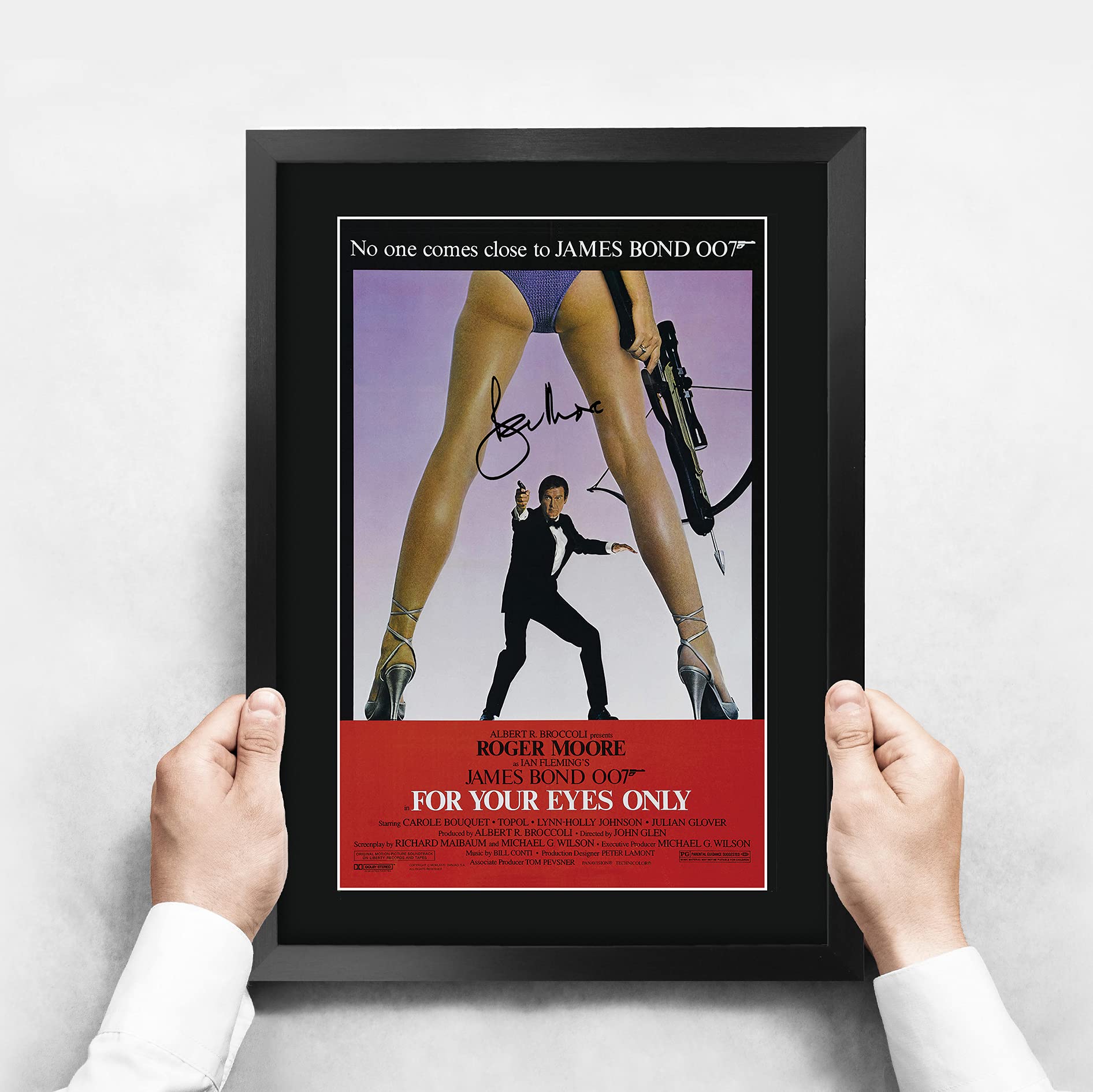 HWC Trading A3 FR James Bond - For Your Eyes Only Movie Poster Roger Moore Signed Geschenk GESTALTET A3 Printed Autogramm Film Geschenke drucken Fotobildanzeige