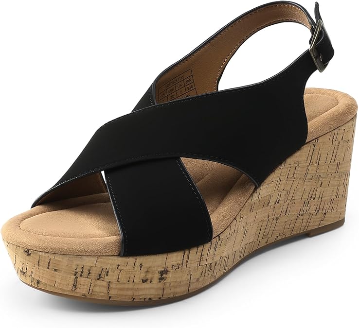 DREAM PAIRS Women's Comfortable Ankle Strap Platform Wedge Sandals for Women Casual Dressy Summer