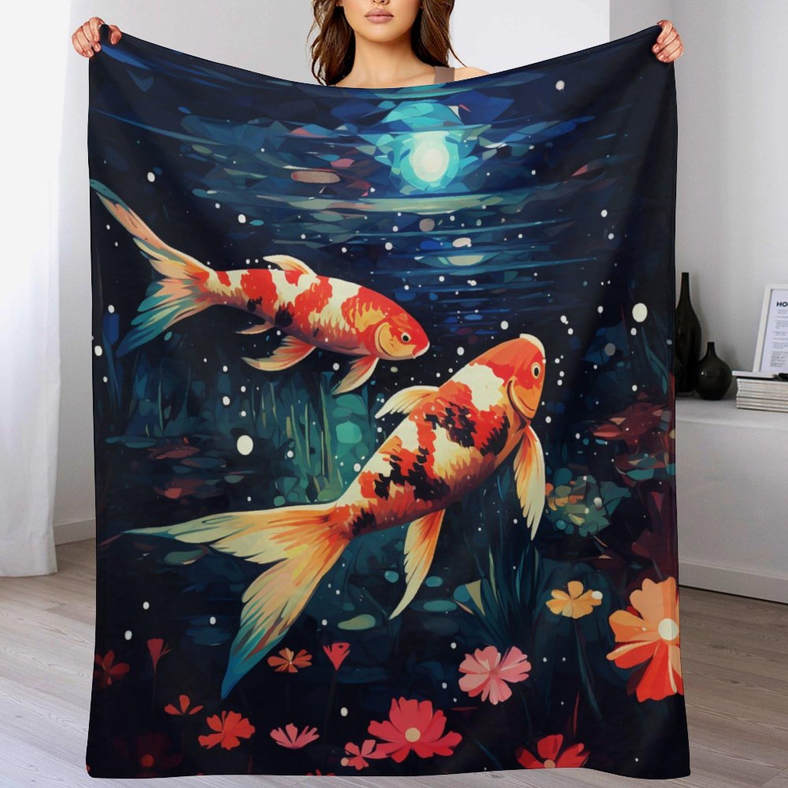 Couverture poisson flannel polaire contre le froid : la solution douce pour lit et fauteuil