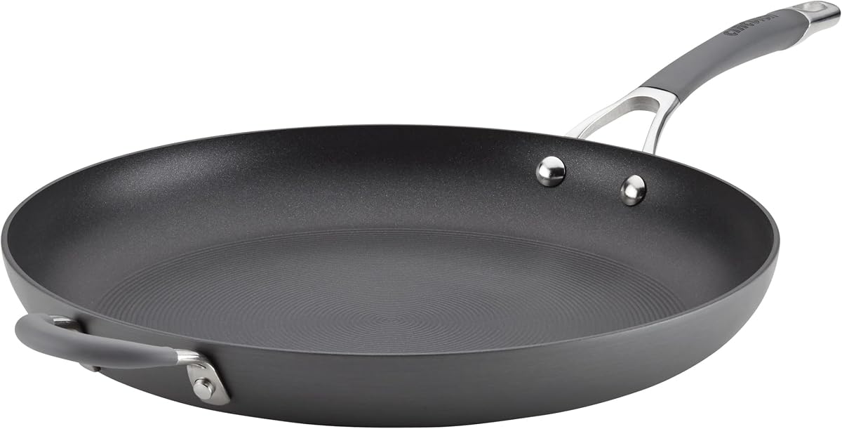 Circulon - 83906 Circulon Radiance Sartén antiadherente anodizado duro / sartén / sartén anodizado duro con mango auxiliar - sartén grande de 14 pulgadas, gris