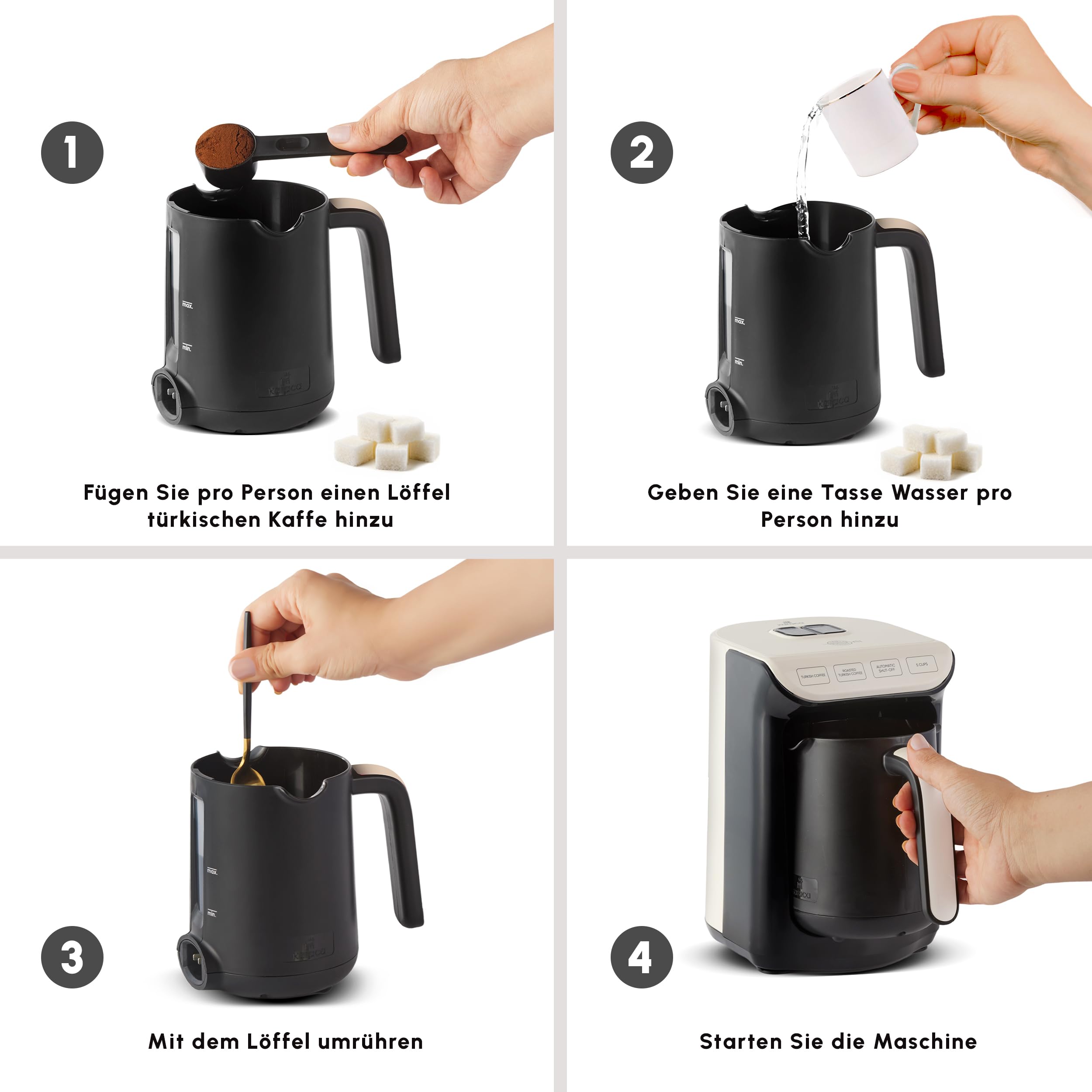 KARACA Hatır Roast Türkische Kaffeemaschine 5 Tassen 535W Creme