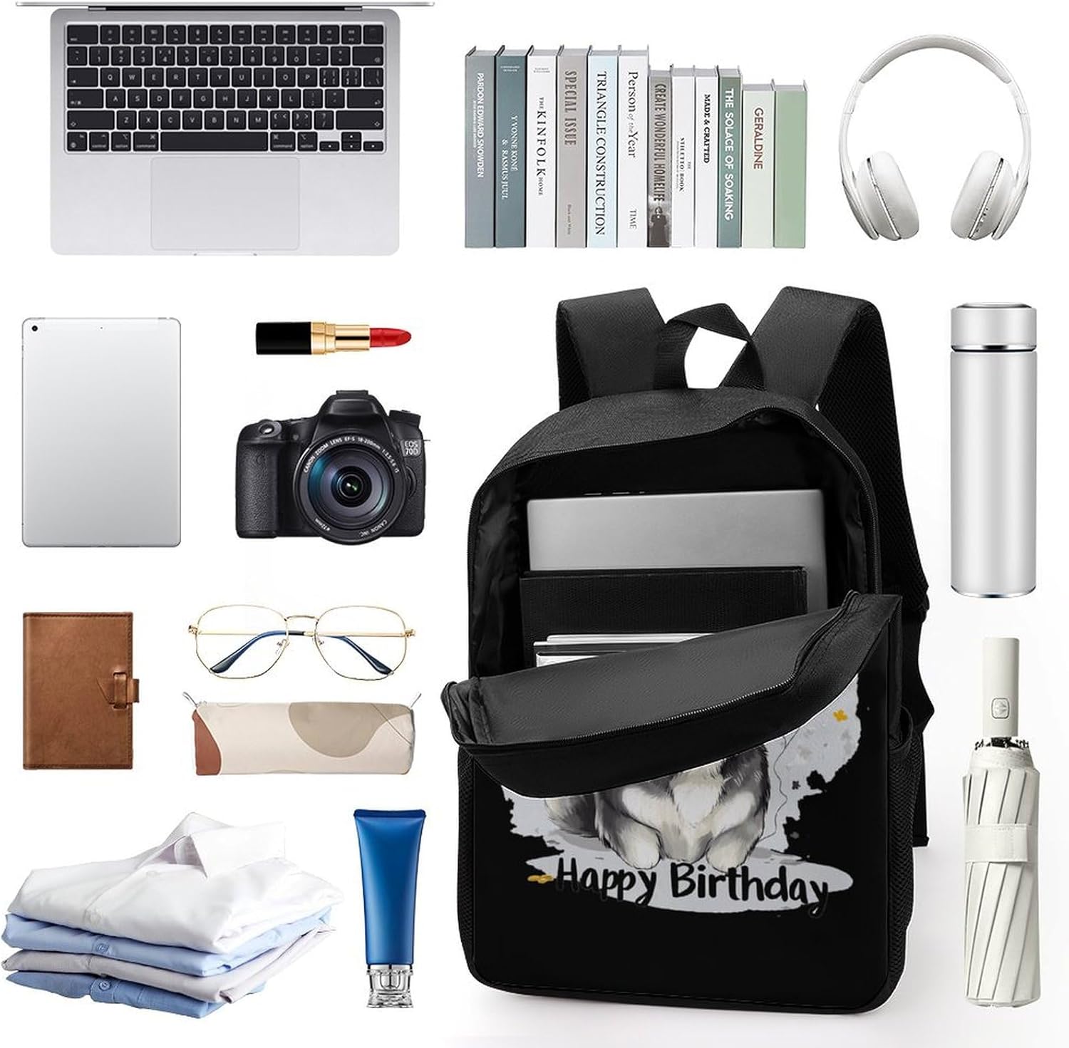 Husky Birthday Laptop Backpack for Men Women 17 Inch Shoulder Bag Travel Daypack