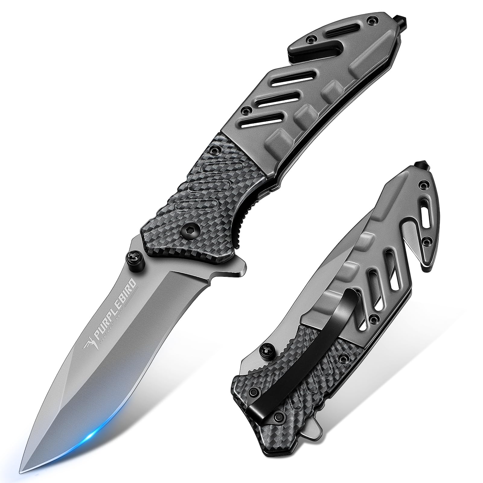 PURPLEBIRD Klappmesser Taschenmesser, Survival Outdoor Messer mit Coolem Aussehen,Tolle Sammlung Geschenke für Männer