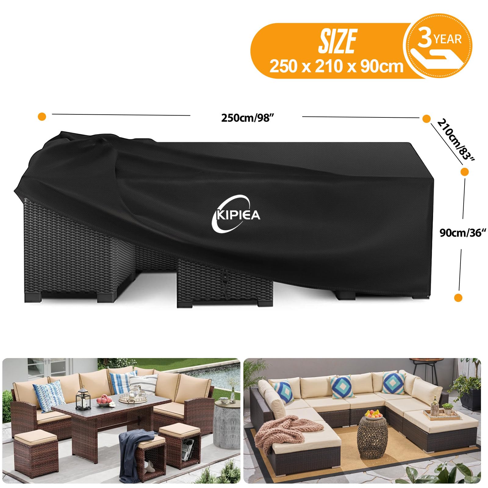 Kipiea Garden Furniture Covers Waterproof, Outdoor Patio Furniture Covers Windproof - Image 2