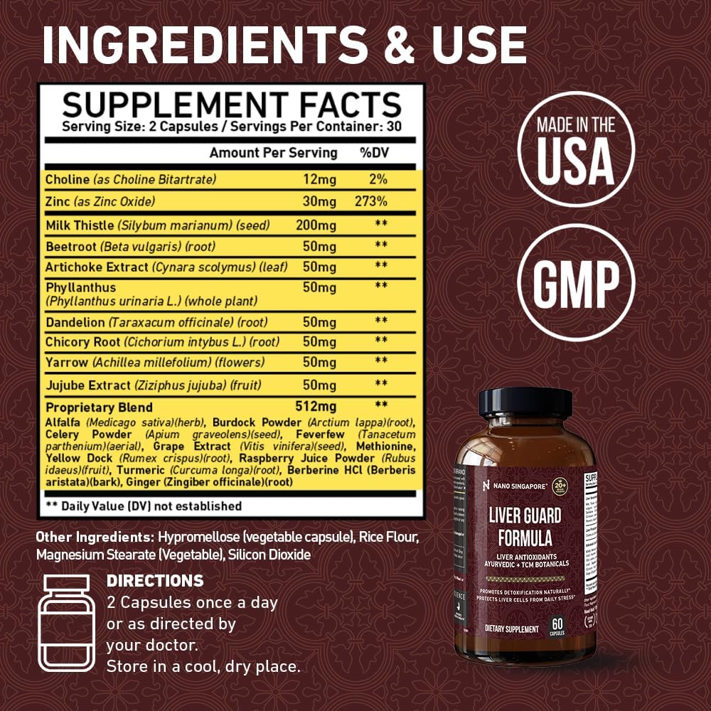 Nano Singapore Liver Guard Formula - Liver Health Support, Healthy Digestion, Aids Liver Cleansing & Detoxification 60 Capsules - Image 4