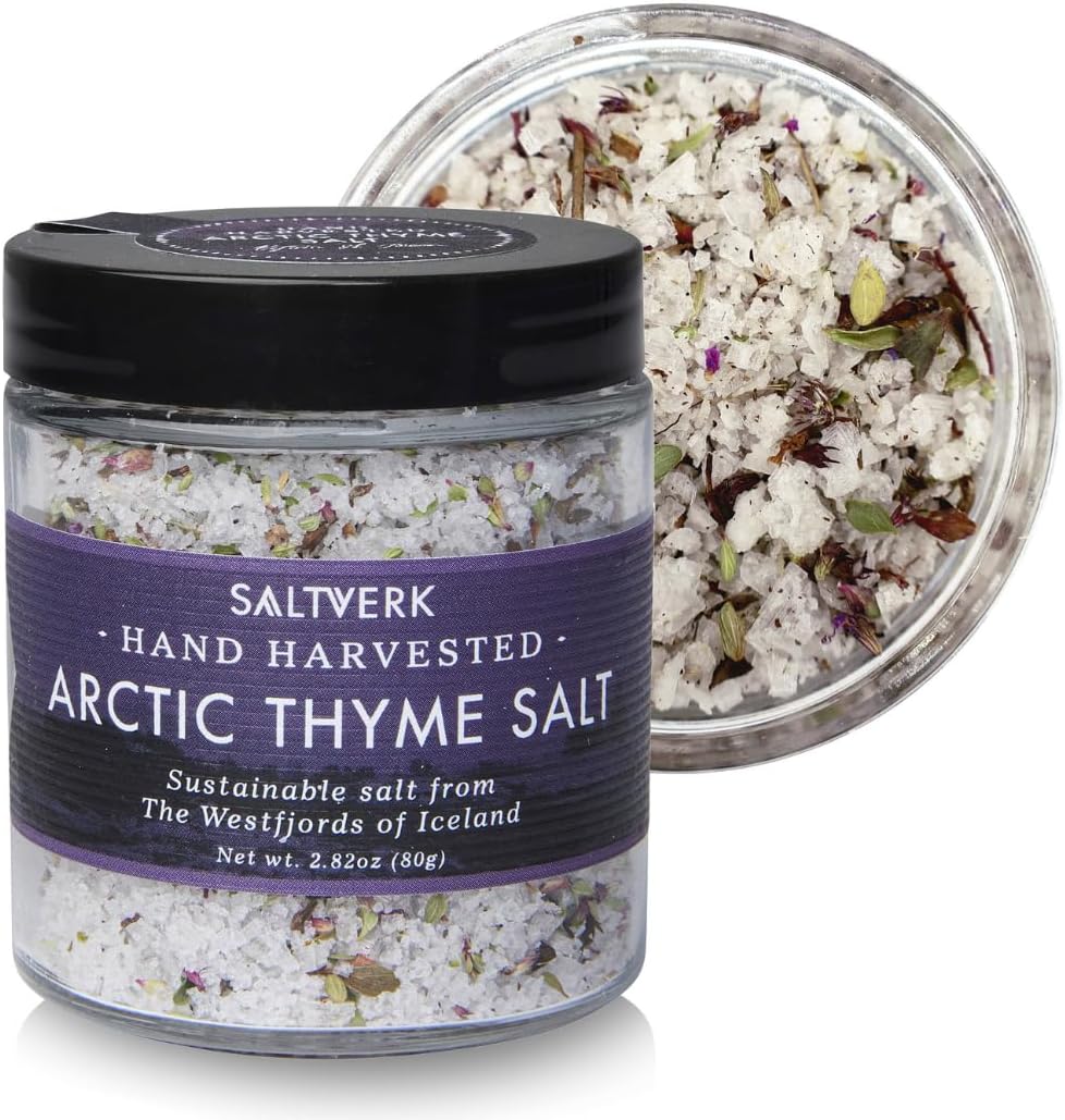 Saltverk Sea Salt - Gourmet, Icelandic, Hand Harvested and Sustainably Made - Arctic Thyme 2.82 Oz