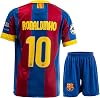 Barcelona Home Legend # 10 Ronaldinho Retro Rare Football Childrens Jersey Shorts Set Youth Sizes