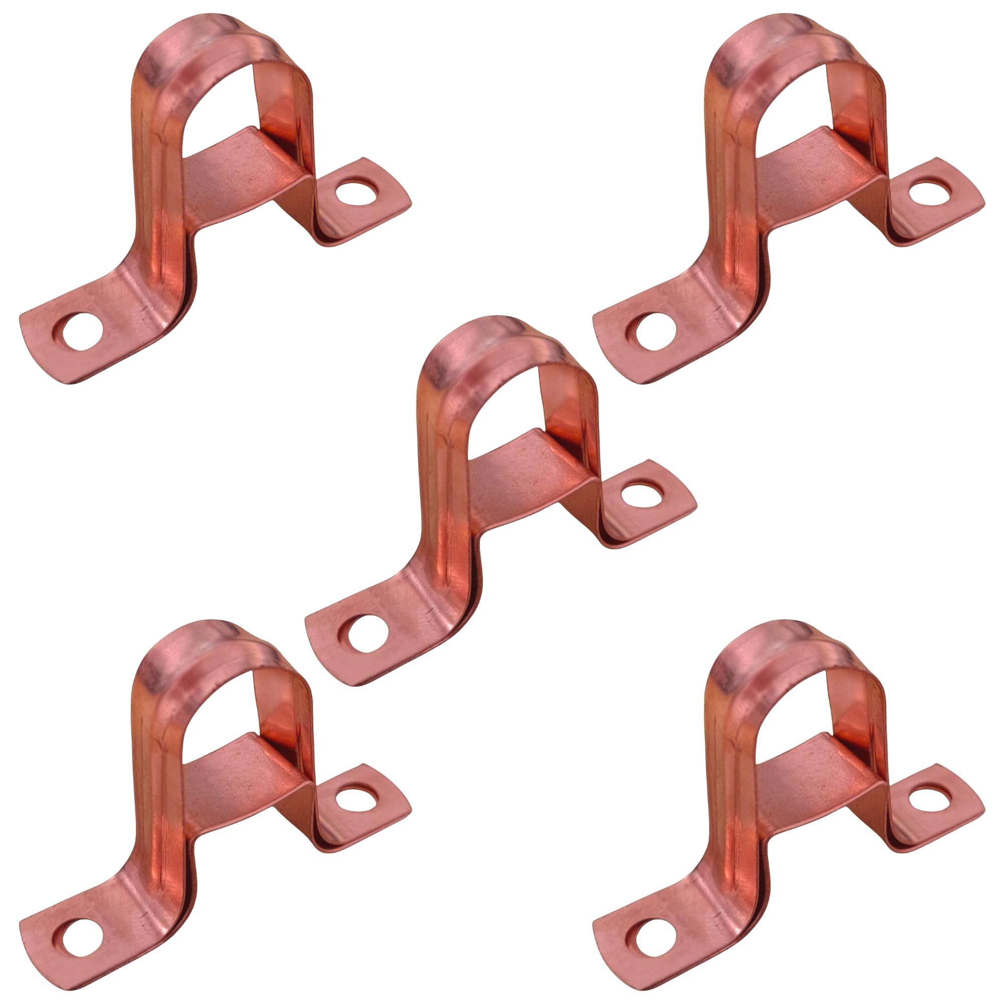 15mm Copper Pipe Saddle Clips with Spacers - Pack of 5