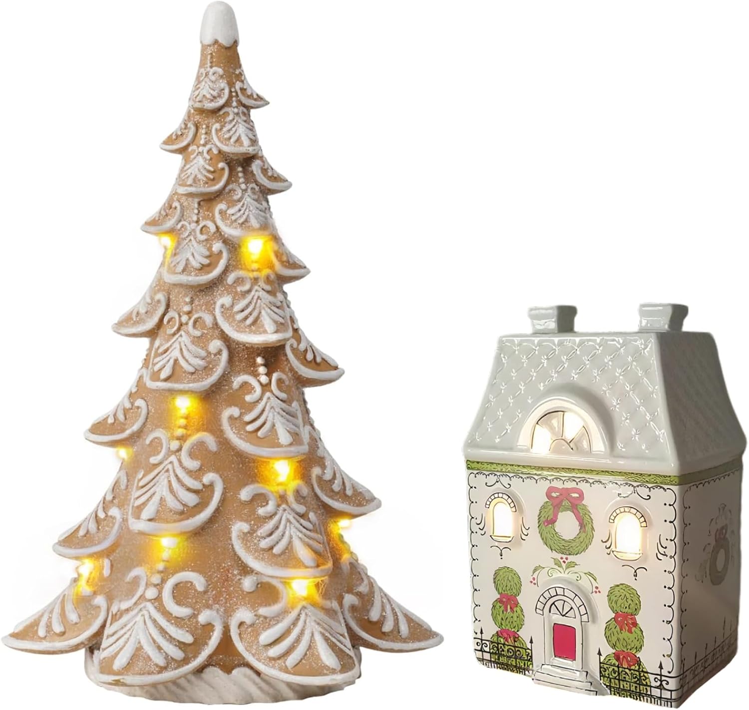 Cynkeyee Village House Christmas Party Decorations - Gingerbread Christmas Decorations Tree