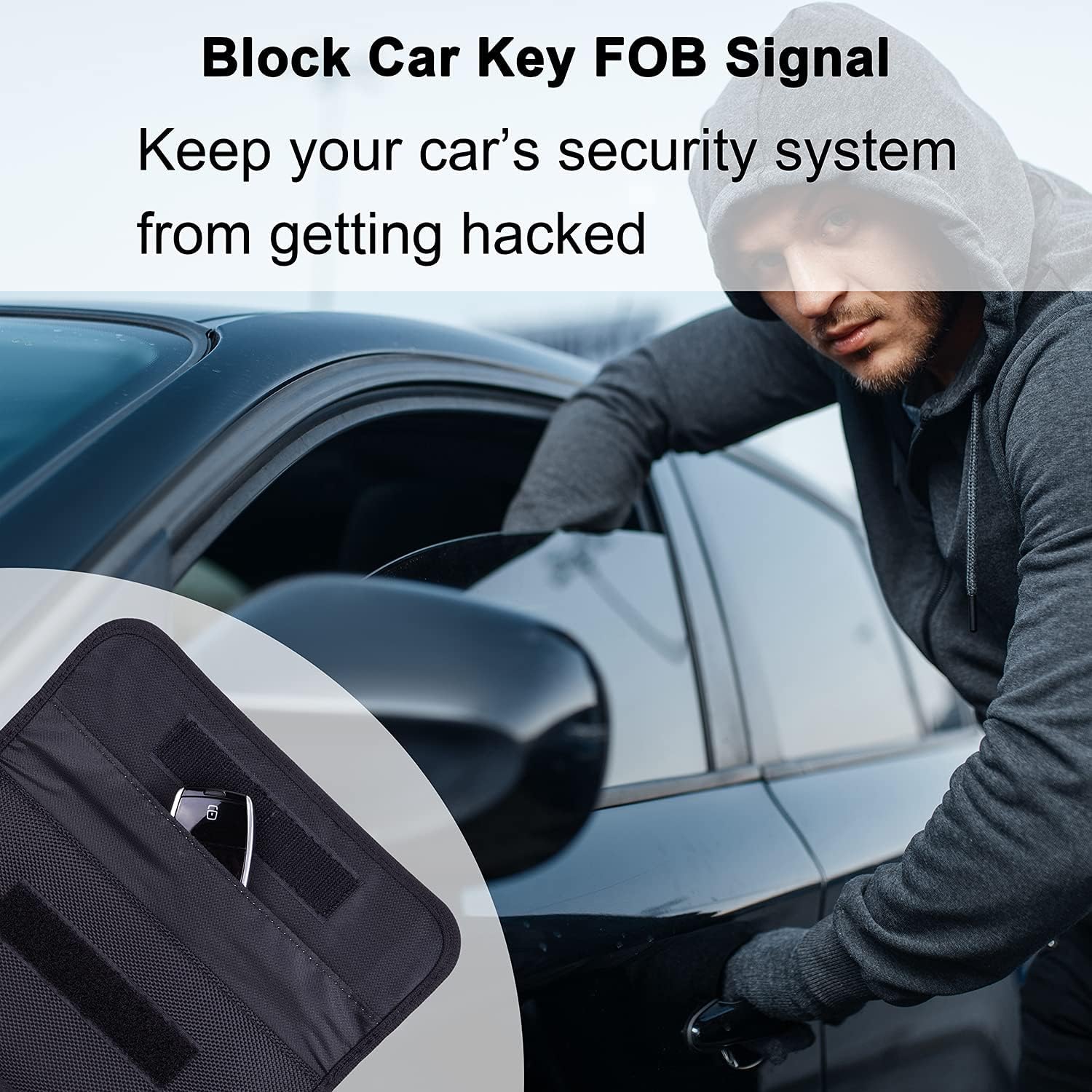 Wisdompro Faraday Bag, RFID Signal Blocking Bag Shielding Cage Pouch Wallet Case for Cell Phone Privacy Protection and Car Key FOB, Anti-Tracking, Anti-Spying Case Blocker - Black