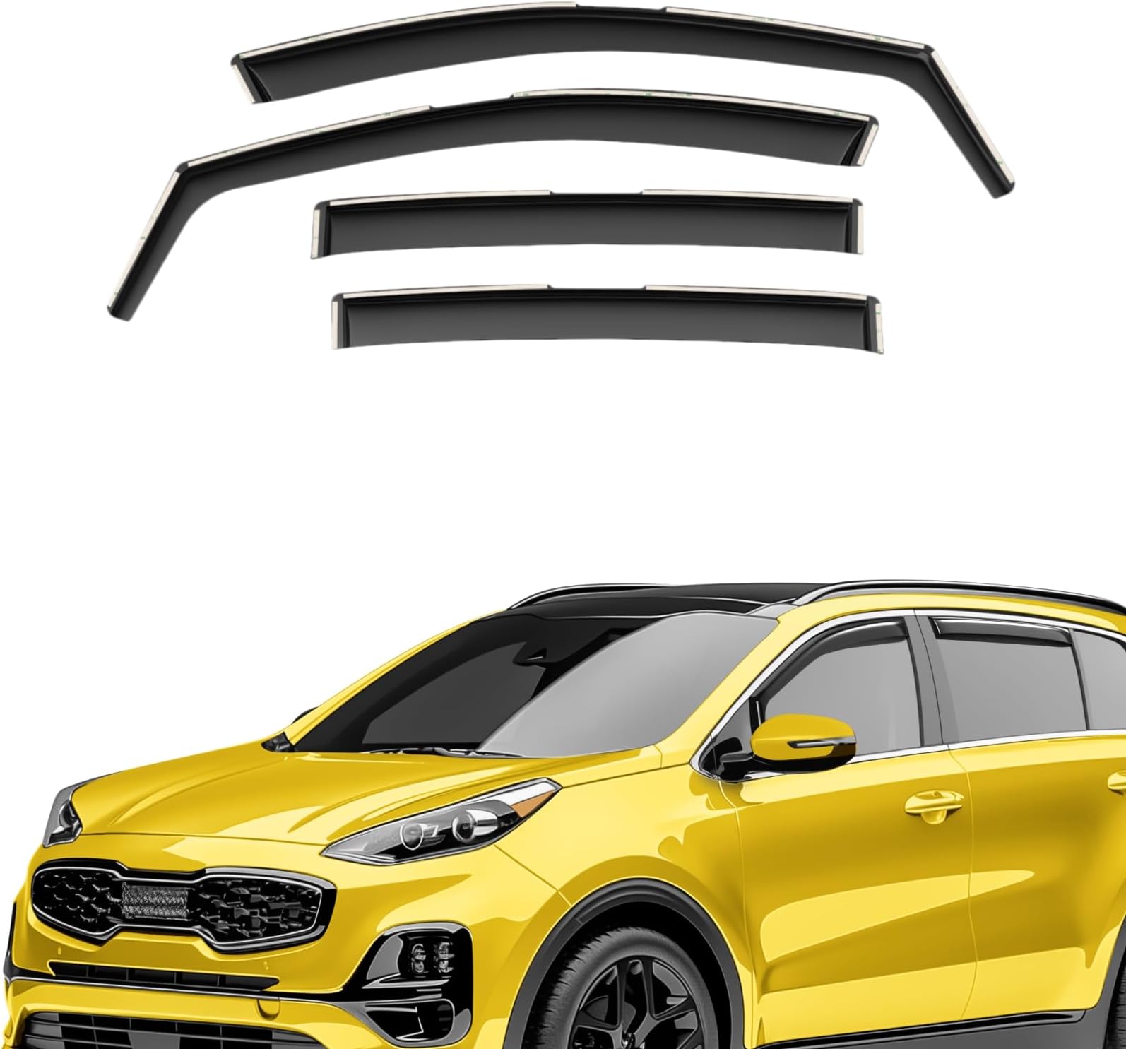 Extra Durable Window Deflectors in-Channel Window Visors Rain Guards Fit for Kia Sportage 2017-2022, Sun Visors, Wind Vent Visors, Window Vent Shades, Exterior Car Accessories - 4 pcs. AG0090