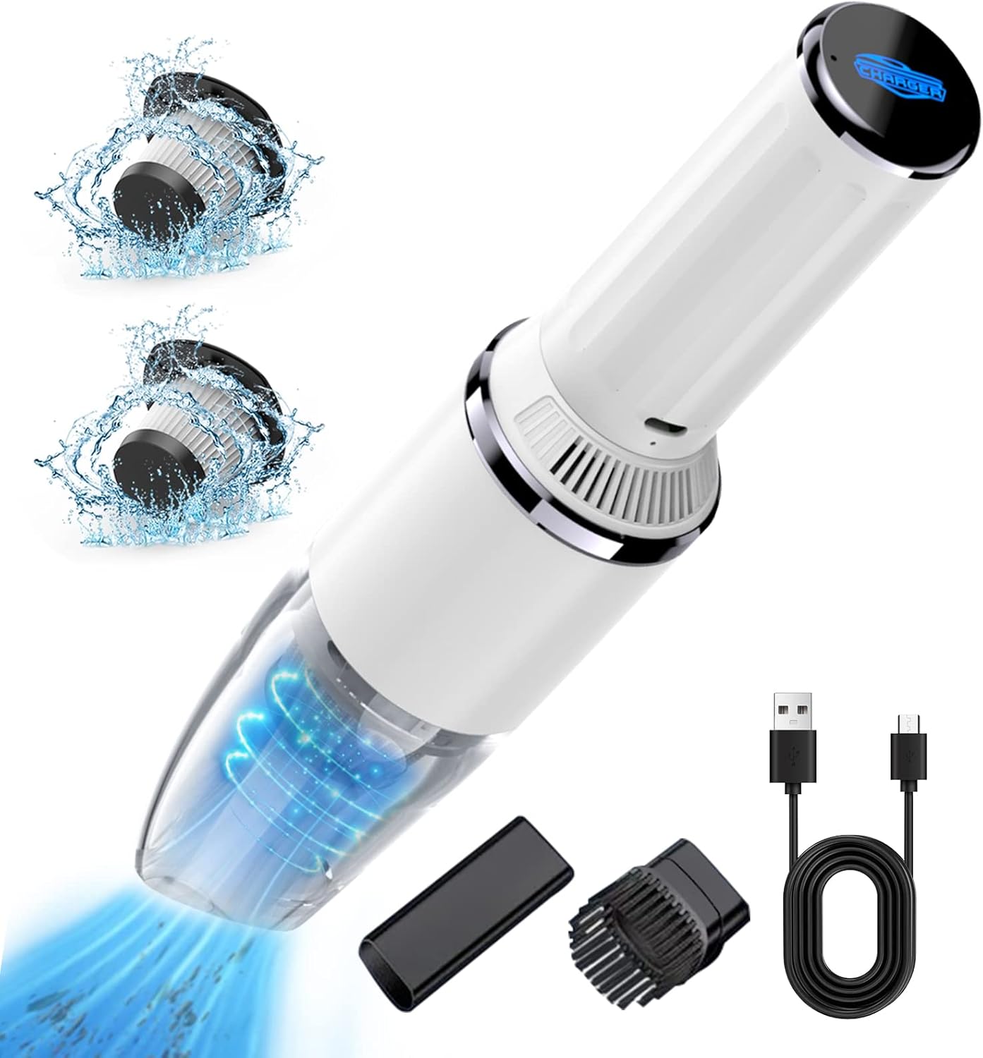 Amazon 【最強モデル】ハンディクリーナー 【クルマプロと共同開発設計】車載掃除機 12000PA強力吸引 コードレス 多機能 車用カークリーナー 乾湿両用 パワフル ミニ掃除機