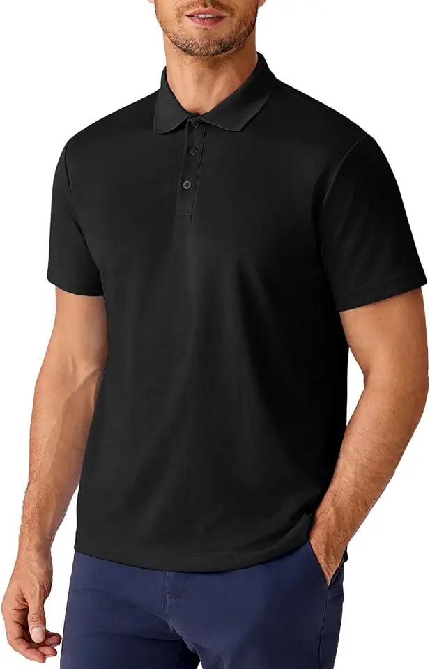 PINSPARK Polo Shirts for Men Short Sleeve Performance Quick Dry Golf T Shirt Moisture Wicking Casual Workout