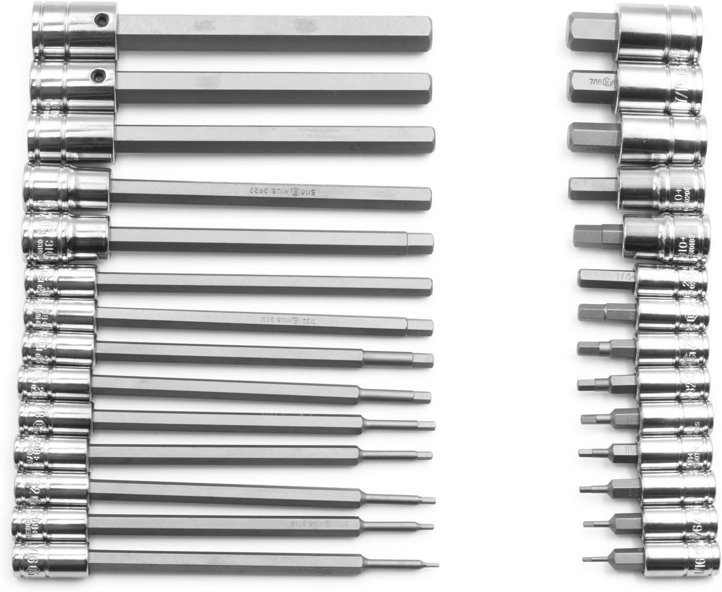 Genius Tools 28 Piece 1/4" & 3/8" Dr. SAE Hex Bit Socket Set BS-2328HL