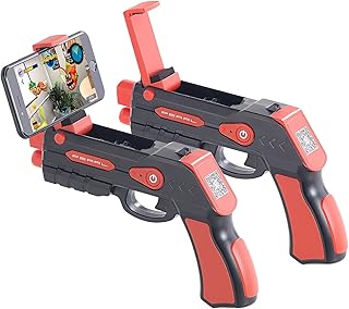 Callstel Pistolen-Spiele: 2er-Set Augmented-Reality AR-Pistole, Bluetooth, Smartphone bis 5,5" (Controller für Smartphone-Spiele, Virtual-Reality-Pistole, Gadget)