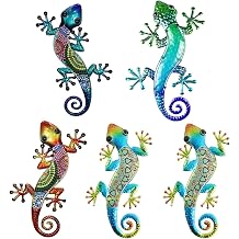 wellrun 5PCS Acrylic Gecko Wall Decor,Lizard Wall Art Hanging Ornaments,Outdoor Garden Fence Decorations for Backyard Porch Patio