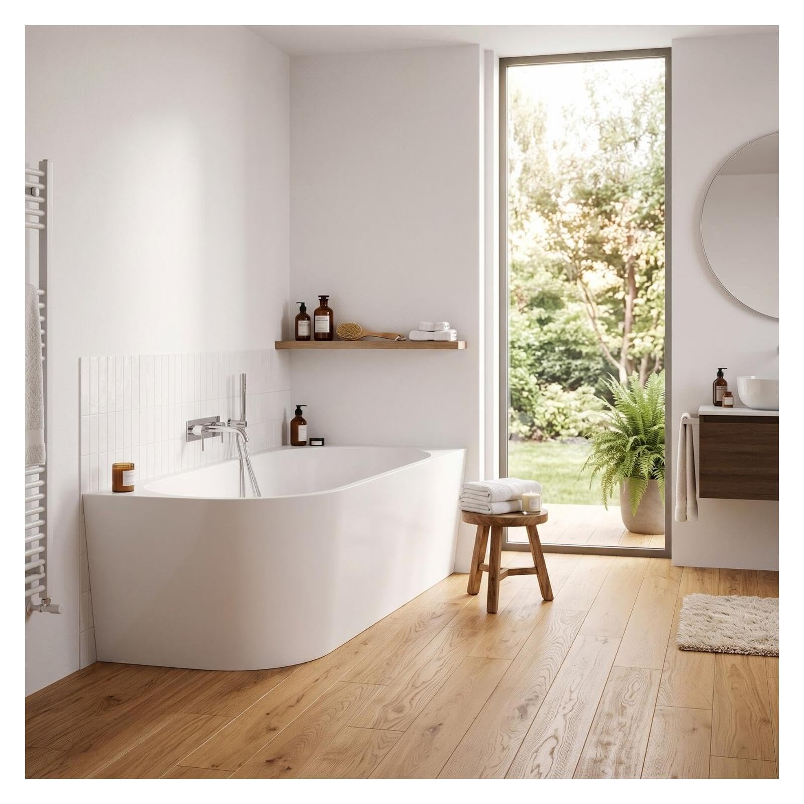 MOB-IN - Bañera Milo semi-isla blanca de 170 cm de acrílico Lucite®
