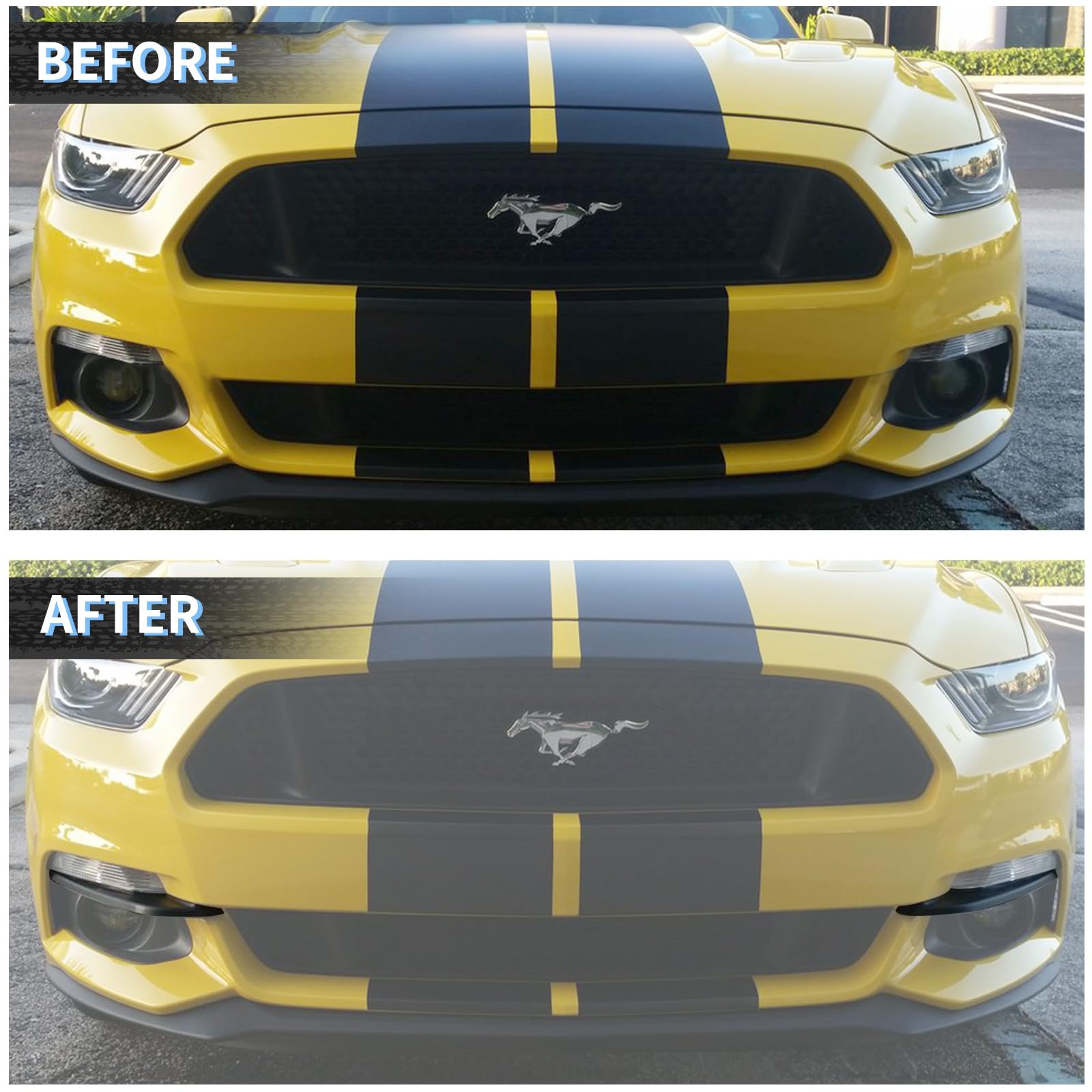 WildWell Front Bumper Vent Winglets for 2015-2017 Ford Mustang GT Ecoboost Accessories Fog Light Vent Canard Strip Trim Matte Black